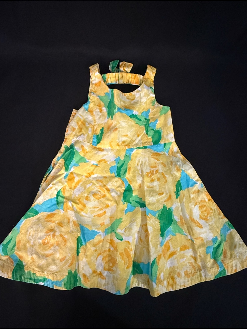 Lilly Pulitzer Yellow Rose Print Dress with Green Accents